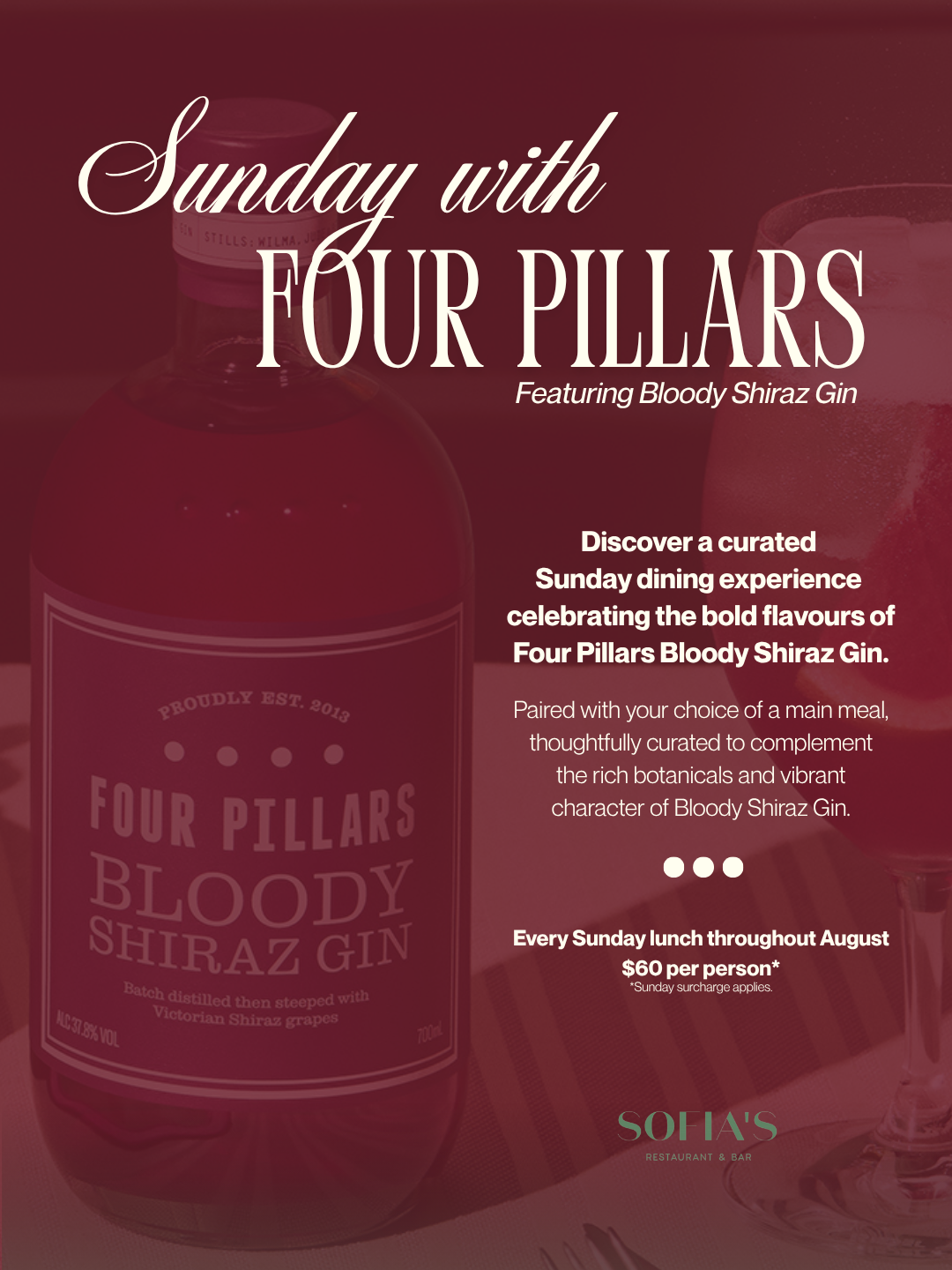 Sunday Four Pillars Sofias Broadbeach